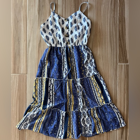 Women Floral Print Sleeveless Beach Bohemian Mini Dress Ladies Summer Dress - Picture 1 of 3